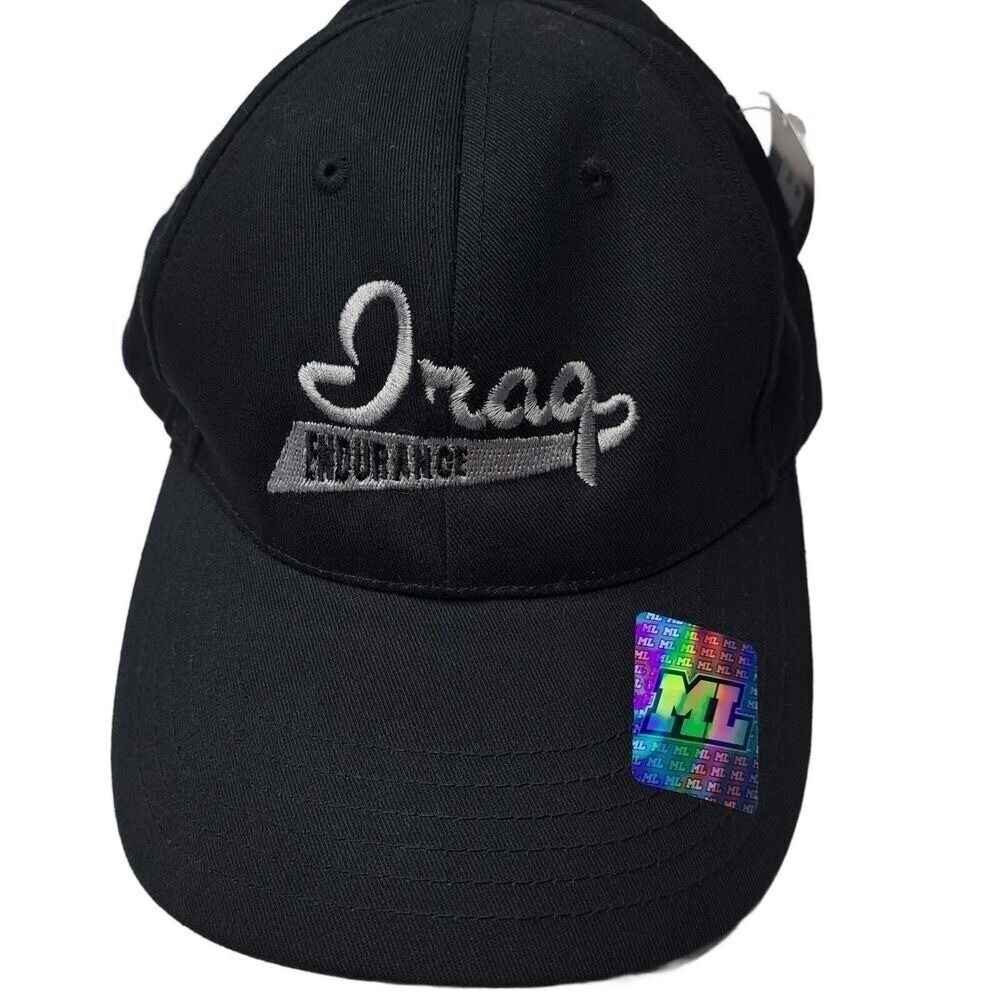 Iraq Endurance Hat Mens Black Military Soldier Cap Vintage 2000s Iraq‎ War NWT